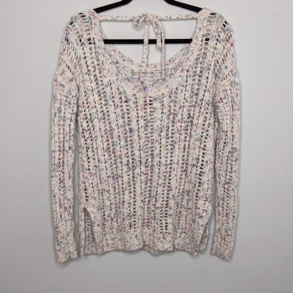 AEO Open Knit Keyhole Confetti Sweater Sz M